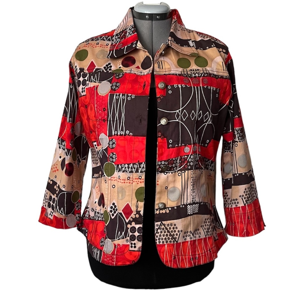 Pink Pineapple cotton abstract print jacket L